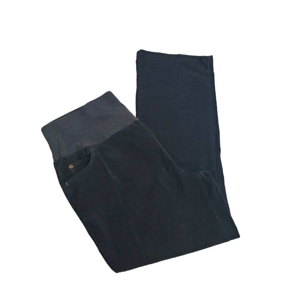MiMi Maternity Pants Size L Womens Black Corduroy Straight Leg Bottoms - Picture 4 of 5